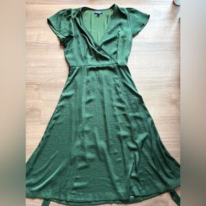 Green ModCloth Matte Satin Crossover Dress